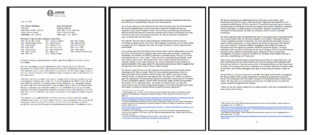1,000+ Former DOJ Attorneys Sign Justice Connection Letter Opposing Emil Bove.